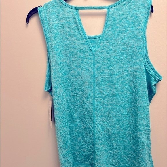 ID IDEOLOGY Women'Essentials Heathered Keyhole-Back Tank Top shirt tropical surf - Picture 10 of 13